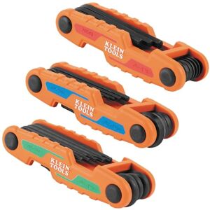 KLEIN TOOLS 70543 3-Piece Compact Folding Hex Key Set, Metric, SAE, Torx Sizes, 25 Keys, Industrial Strength Heat Treated Alloy Steel KLEIN TOOLS 70543 3-Piece Compact Folding Hex Key Set, Metric, SAE, Torx Sizes, 25 Keys, Industrial Strength Heat Treated Alloy Steel