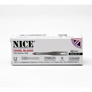 NICE 25 x FINE 91 Sterile Stainless Steel Chisel Blades with Four Sided Spear Point Tip for Hair Transplant Surgery FS91 NICE 25 x FINE 91 Sterile Stainless Steel Chisel Blades with Four Sided Spear Point Tip for Hair Transplant Surgery FS91
