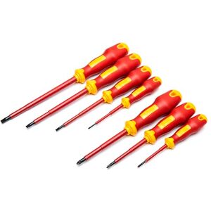 SATA ST09303 7-Piece VDE Insulated Electricians Screwdriver Set with Cushion Grip Handles and Alloy Steel Blades, Tested to 10,000 Volts SATA ST09303 7-Piece VDE Insulated Electricians Screwdriver Set with Cushion Grip Handles and Alloy Steel Blades, Tested to 10,000 Volts