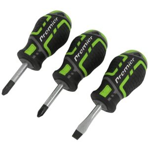Sealey 3pc GripMAX® Stubby Screwdriver Set Hi-Vis Green AK4328HV Sealey 3pc GripMAX® Stubby Screwdriver Set Hi-Vis Green AK4328HV
