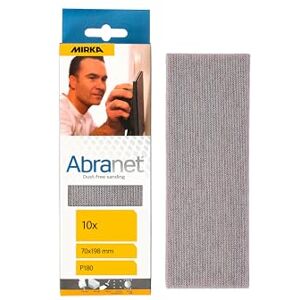 Mirka Abranet net sandpaper strips 70 x 198 mm Hook & loop/Grit P180 / 10 pcs/for sanding wood, walls, metal, aluminium, stainless steel, filler, varnish, plastic Mirka Abranet net sandpaper strips 70 x 198 mm Hook & loop/Grit P180 / 10 pcs/for sanding wood, walls, metal, aluminium, stainless steel, filler, varnish, plastic