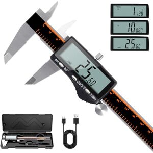 HARDELL Digital Caliper, Rechargeable Vernier Calipers with Large LCD Screen, Stainless Steel Caliper Measuring Tool, Auto-Off Micrometer, Inch/MM/Fraction for DIY/Household/3D-printing, 150mm/6Inch HARDELL Digital Caliper, Rechargeable Vernier Calipers with Large LCD Screen, Stainless Steel Caliper Measuring Tool, Auto-Off Micrometer, Inch/MM/Fraction for DIY/Household/3D-printing, 150mm/6Inch