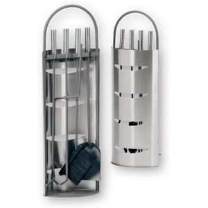 FIREFIX Fi Cutlery Set 5-Piece 230 x 140 x 660 mm (W x D x H), Cutlery Parts and Handle on Stand Painted Grey with Stainless Steel Stand and Handles FIREFIX Fi Cutlery Set 5-Piece 230 x 140 x 660 mm (W x D x H), Cutlery Parts and Handle on Stand Painted Grey with Stainless Steel Stand and Handles