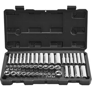 VEVOR Socket Set, 46 Pieces, 6.4 mm Drive Socket Tool Set, SAE and Metric Size, Deep and Standard, Mechanic Tool Kit with Storage Case, Chrome Plated CR-V Alloy Steel, for Automotive Repair VEVOR Socket Set, 46 Pieces, 6.4 mm Drive Socket Tool Set, SAE and Metric Size, Deep and Standard, Mechanic Tool Kit with Storage Case, Chrome Plated CR-V Alloy Steel, for Automotive Repair
