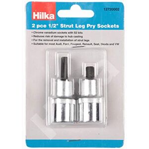Hilka 2 PCE 1/2" Strut Leg Pry Sockets, Silver Hilka 2 PCE 1/2" Strut Leg Pry Sockets, Silver