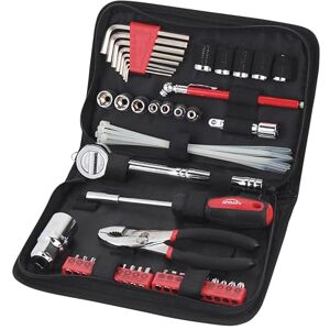 Apollo Tools 56 Piece Compact SAE Auto Tool Set in Zippered Case, Small Mechanic Tool Set for Car Emergency, Motorcycle Repair on the Road, Great for Travel Tool Needs Red DT9774 Apollo Tools 56 Piece Compact SAE Auto Tool Set in Zippered Case, Small Mechanic Tool Set for Car Emergency, Motorcycle Repair on the Road, Great for Travel Tool Needs Red DT9774