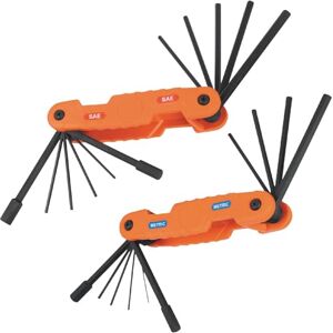 KLEIN TOOLS 70552 Pro Folding SAE and Metric Hex Key Set, 21-Key, Allen Wrench Tool with High-Leverage Blades, 2-Pack KLEIN TOOLS 70552 Pro Folding SAE and Metric Hex Key Set, 21-Key, Allen Wrench Tool with High-Leverage Blades, 2-Pack