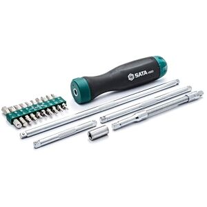 SATA ST09343SJ 26-Piece Ratcheting Screwdriver Set with High-Torque 45-Tooth Ratcheting Mechanism and Dual Material Handle, in Storage Case SATA ST09343SJ 26-Piece Ratcheting Screwdriver Set with High-Torque 45-Tooth Ratcheting Mechanism and Dual Material Handle, in Storage Case