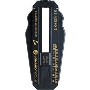 Jonard Tools ST-500ESD ESD Safe Polycarbonate Adjustable Precision Wire Stripper, 20 To 30 AWG, 3-57/64" Length x 1-19/32" Height x 19/32" Thickness Jonard Tools ST-500ESD ESD Safe Polycarbonate Adjustable Precision Wire Stripper, 20 To 30 AWG, 3-57/64" Length x 1-19/32" Height x 19/32" Thickness