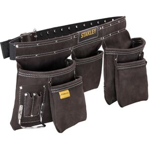 Stanley Leather Tool Belt Pouch Apron, Professional Tool Belt, Multi-Pockets Storage Organiser, with Integrated Hammer Loop for Easy Reach When Working, STST1-80113 Stanley Leather Tool Belt Pouch Apron, Professional Tool Belt, Multi-Pockets Storage Organiser, with Integrated Hammer Loop for Easy Reach When Working, STST1-80113