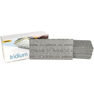 Mirka Iridium Premium Sandpaper 115x230mm / Hook & loop / 55-hole/Grit 40/50 pcs/For sanding paint, putty, primer, wood, steel, mineral-based materials, plastic Mirka Iridium Premium Sandpaper 115x230mm / Hook & loop / 55-hole/Grit 40/50 pcs/For sanding paint, putty, primer, wood, steel, mineral-based materials, plastic
