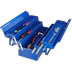 Relaxdays Empty Tool Box, 5 Compartments, With Handle, Metal, Lockable, Toolbox, HWD 21 x 53 x 20 cm, Blue Relaxdays Empty Tool Box, 5 Compartments, With Handle, Metal, Lockable, Toolbox, HWD 21 x 53 x 20 cm, Blue