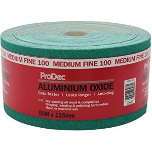 ProDec 50m Roll 100 Grit Medium-Fine Grade Green Aluminium Oxide Abrasive Sanding Paper for Sanding Wood, Paint, Plaster, Filler, Metal and More, 115mm Wide Sandpaper Compatible with Machine Sanders ProDec 50m Roll 100 Grit Medium-Fine Grade Green Aluminium Oxide Abrasive Sanding Paper for Sanding Wood, Paint, Plaster, Filler, Metal and More, 115mm Wide Sandpaper Compatible with Machine Sanders