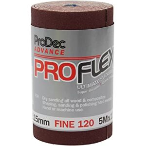 ProDec Advance 5m Roll 120 Grit Fine Grade ProFlex Ultra Flexible Crack Resistant Aluminium Oxide Abrasive Sanding Paper for Sanding Wood, Paint, Plaster, Filler, Metal and More, 115mm Wide ProDec Advance 5m Roll 120 Grit Fine Grade ProFlex Ultra Flexible Crack Resistant Aluminium Oxide Abrasive Sanding Paper for Sanding Wood, Paint, Plaster, Filler, Metal and More, 115mm Wide