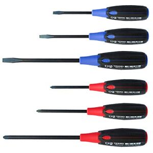 VESSEL Set of 6 Supercushion Flat Head and Cross Head Screwdrivers Compatible with Jis/Iso/Din/Asme, Black VESSEL Set of 6 Supercushion Flat Head and Cross Head Screwdrivers Compatible with Jis/Iso/Din/Asme, Black