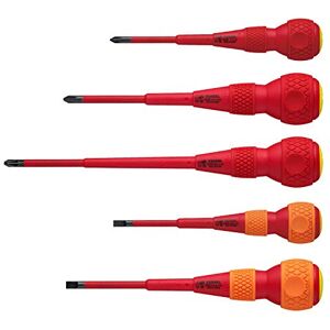 VESSEL Ball Grip VDE Screwdriver (Insulated) Pozidrive/Flat, Set of 5 pcs VESSEL Ball Grip VDE Screwdriver (Insulated) Pozidrive/Flat, Set of 5 pcs