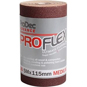 ProDec Advance 5m Roll 100 Grit Medium-Fine Grade ProFlex Ultra Flexible Crack Resistant Aluminium Oxide Abrasive Sanding Paper for Sanding Wood, Paint, Plaster, Filler, Metal and More, 115mm Wide ProDec Advance 5m Roll 100 Grit Medium-Fine Grade ProFlex Ultra Flexible Crack Resistant Aluminium Oxide Abrasive Sanding Paper for Sanding Wood, Paint, Plaster, Filler, Metal and More, 115mm Wide