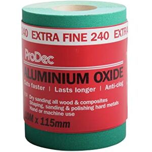 ProDec 10m Roll 240 Grit Extra Fine Grade Green Aluminium Oxide Abrasive Sanding Paper for Sanding Wood, Paint, Plaster, Filler, Metal and More, 115mm Wide Sandpaper Compatible with Machine Sanders ProDec 10m Roll 240 Grit Extra Fine Grade Green Aluminium Oxide Abrasive Sanding Paper for Sanding Wood, Paint, Plaster, Filler, Metal and More, 115mm Wide Sandpaper Compatible with Machine Sanders