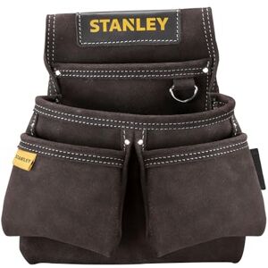 Stanley Leather Tool Belt Pouch, Double Pocket Organiser for Tools and for Small Parts, STST1-80116, Black Stanley Leather Tool Belt Pouch, Double Pocket Organiser for Tools and for Small Parts, STST1-80116, Black