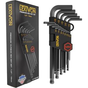Lexivon Allen Wrench Set - 13-Piece Metric Hex Keys - Long Arm Ball End - Industrial-Grade Steel Lexivon Allen Wrench Set - 13-Piece Metric Hex Keys - Long Arm Ball End - Industrial-Grade Steel