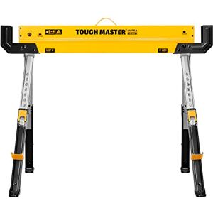 TOUGH MASTER Saw Horse 9-Position Height Adjustable Heavy Duty Steel Workbench 62-82cm Supports up to 590 kg Folding Saw Anti-Slip Top & Handle Sawhorse for Contractors, Carpenters, DIY (1) TOUGH MASTER Saw Horse 9-Position Height Adjustable Heavy Duty Steel Workbench 62-82cm Supports up to 590 kg Folding Saw Anti-Slip Top & Handle Sawhorse for Contractors, Carpenters, DIY (1)