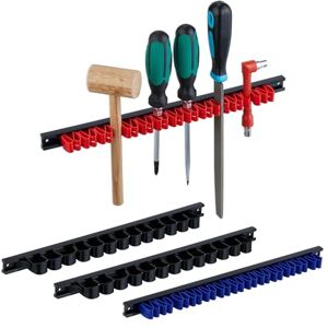 Relaxdays Tool Holder, Set of 4, Wall Mounted Rack, Double Clamps, for Wrenches & Screwdrivers, Plastic, Multicoloured, 2 Sizes Relaxdays Tool Holder, Set of 4, Wall Mounted Rack, Double Clamps, for Wrenches & Screwdrivers, Plastic, Multicoloured, 2 Sizes
