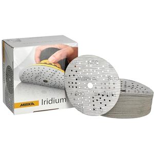 Mirka Iridium Premium Sandpaper Ø 125mm Hook & loop 89-Hole, Grit 800, 100 pcs/For sanding of paint, putty, primer, wood, steel, mineral materials, plastic. Mirka Iridium Premium Sandpaper Ø 125mm Hook & loop 89-Hole, Grit 800, 100 pcs/For sanding of paint, putty, primer, wood, steel, mineral materials, plastic.
