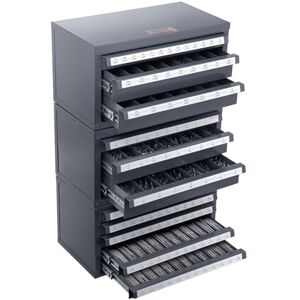 VEVOR Drill Bit Dispenser Cabinet, 3 Pieces Three-Drawer for 1/16" to 1/2" & Letter Sizes A to Z, Five-Drawer Drill Bit Organizer for Wire Gauge Sizes #1 to #60, Stackable for Drill Bit Storage VEVOR Drill Bit Dispenser Cabinet, 3 Pieces Three-Drawer for 1/16" to 1/2" & Letter Sizes A to Z, Five-Drawer Drill Bit Organizer for Wire Gauge Sizes #1 to #60, Stackable for Drill Bit Storage