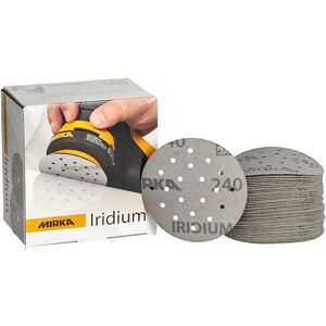 Mirka Iridium Premium Sandpaper Ø 77mm 20H Hook & loop Grit 240, 50 pcs/For sanding paint, putty, primer, wood, steel, mineral materials, plastic. Mirka Iridium Premium Sandpaper Ø 77mm 20H Hook & loop Grit 240, 50 pcs/For sanding paint, putty, primer, wood, steel, mineral materials, plastic.