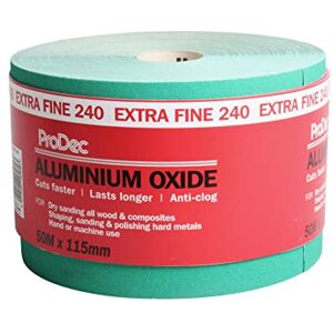 ProDec 50m Roll 240 Grit Extra Fine Grade Green Aluminium Oxide Abrasive Sanding Paper for Sanding Wood, Paint, Plaster, Filler, Metal and More, 115mm Wide Sandpaper Compatible with Machine Sanders ProDec 50m Roll 240 Grit Extra Fine Grade Green Aluminium Oxide Abrasive Sanding Paper for Sanding Wood, Paint, Plaster, Filler, Metal and More, 115mm Wide Sandpaper Compatible with Machine Sanders