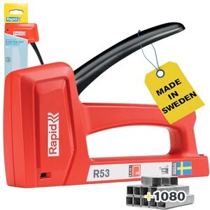 Rapid R53 Light Duty Staple Gun for Wood & Upholstery – Staples Included 1080 pcs – Wall Stapler Upholstery Staple Gun with Ergonomic Handle & All-Steel Interior – Made in Sweden (5001747) Rapid R53 Light Duty Staple Gun for Wood & Upholstery – Staples Included 1080 pcs – Wall Stapler Upholstery Staple Gun with Ergonomic Handle & All-Steel Interior – Made in Sweden (5001747)