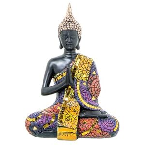 AlexandreHouse Resin figure buda mosaic colours_16x11x22cm AlexandreHouse Resin figure buda mosaic colours_16x11x22cm