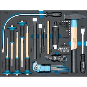 Hazet Tool Set, 53 Pieces 163-621/53, with chisels, Punches, pin Punch Set, Scraper, Magnetic Sight, Angle Screwdriver, locksmith's Hammer and bit Set. Hazet Tool Set, 53 Pieces 163-621/53, with chisels, Punches, pin Punch Set, Scraper, Magnetic Sight, Angle Screwdriver, locksmith's Hammer and bit Set.