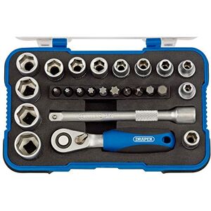 Draper 1/4" 25 Piece Square Drive Metric Socket Set   Micrometre Reversible Hand Tool  Soft Grip Ratchet   12 Metrics Sockets Mechanics Car Tools   Plastic Storage Case   Hex Bit Adaptor   16354 Draper 1/4" 25 Piece Square Drive Metric Socket Set   Micrometre Reversible Hand Tool  Soft Grip Ratchet   12 Metrics Sockets Mechanics Car Tools   Plastic Storage Case   Hex Bit Adaptor   16354