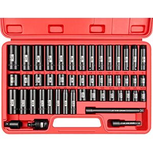 YIYITOOLS 48-Piece 3/8" Drive Impact Socket Set, 48 Piece Standard SAE and Metric Sizes (5/16-Inch to 3/4-Inch and 8-22 mm), 6 Point, Cr-V Steel Socket Set YIYITOOLS 48-Piece 3/8" Drive Impact Socket Set, 48 Piece Standard SAE and Metric Sizes (5/16-Inch to 3/4-Inch and 8-22 mm), 6 Point, Cr-V Steel Socket Set