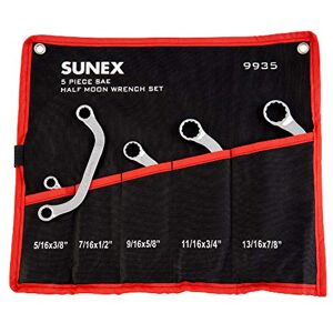 Sunex 9935 SAE Half Moon Wrench Set, 5/16 x 3/8-Inch 13/16 x 7/8-Inch, Fully Polished, 5-Piece Sunex 9935 SAE Half Moon Wrench Set, 5/16 x 3/8-Inch 13/16 x 7/8-Inch, Fully Polished, 5-Piece
