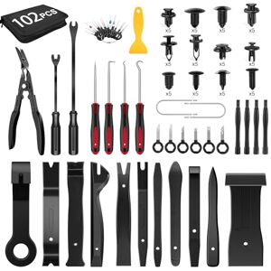 GOOACC 102Pcs Trim Removal Tool, Auto Push Pin Nylon Bumper Retainer Clip Set Fastener Terminal Remover Tool Round Handle Crowbar Kit Car/Radio Panel, Black GOOACC 102Pcs Trim Removal Tool, Auto Push Pin Nylon Bumper Retainer Clip Set Fastener Terminal Remover Tool Round Handle Crowbar Kit Car/Radio Panel, Black