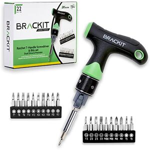 brackit Dual Drive Ratchet T Handle Screwdriver and Bit Set – 22 Piece Precision Kit – 2 x Faster Than Regular Ones – Perfect Tool for Intricate Jobs brackit Dual Drive Ratchet T Handle Screwdriver and Bit Set – 22 Piece Precision Kit – 2 x Faster Than Regular Ones – Perfect Tool for Intricate Jobs