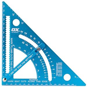 OX Tools OX Pro Adjustable Aluminium Rafter Square 180mm, Heavy Duty, Laser-Etched Markings, Multi-Scale, Scribe Notches, OX-P507818 OX Tools OX Pro Adjustable Aluminium Rafter Square 180mm, Heavy Duty, Laser-Etched Markings, Multi-Scale, Scribe Notches, OX-P507818