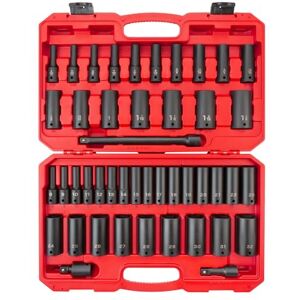 TEKTON 1/2 Inch Drive Deep 6-Point Impact Socket Set, 45-Piece (5/16-1-1/4 in., 8-32 mm) SID92404 TEKTON 1/2 Inch Drive Deep 6-Point Impact Socket Set, 45-Piece (5/16-1-1/4 in., 8-32 mm) SID92404