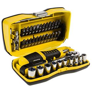 Rhino 39-Piece Socket Set with Ratchet Wrench & Screwdriver Bit Holder Chrome Vanadium Steel 9 Sockets & 24 Bits (Flat, PH, PZ, T, H) Rhino 39-Piece Socket Set with Ratchet Wrench & Screwdriver Bit Holder Chrome Vanadium Steel 9 Sockets & 24 Bits (Flat, PH, PZ, T, H)