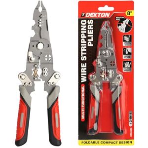 DEKTON VDE Electrician Plier – 12-in-1 Multifunction Tool for Wire Stripping, Cutting, Crimping & Clamping Compact Foldable Design Wear & Corrosion Resistant DEKTON VDE Electrician Plier – 12-in-1 Multifunction Tool for Wire Stripping, Cutting, Crimping & Clamping Compact Foldable Design Wear & Corrosion Resistant