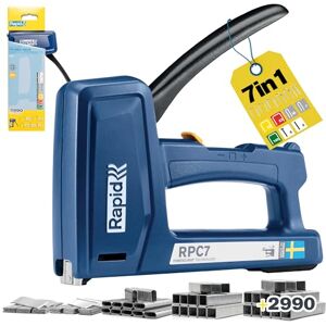Rapid RPC7 Heavy Duty 7-in-1 Staple Gun for Wood & Upholstery – Staples & Brads Included, 2990 pcs – Versatile for DIY, Cables and Carpet – 50% Easier to Squeeze – Made in Sweden (5001746) Rapid RPC7 Heavy Duty 7-in-1 Staple Gun for Wood & Upholstery – Staples & Brads Included, 2990 pcs – Versatile for DIY, Cables and Carpet – 50% Easier to Squeeze – Made in Sweden (5001746)