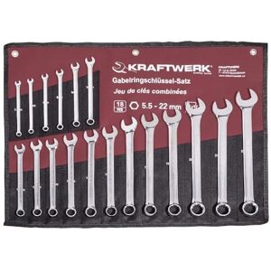 KRAFTWERK 3557R Ring Spanner Set 5–22 MM Fully Polished 18–Piece Set in Tool Roll KRAFTWERK 3557R Ring Spanner Set 5–22 MM Fully Polished 18–Piece Set in Tool Roll