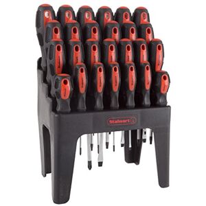 Stalwart 26-Piece Screwdriver Set with Wall Mount, Stand, and Magnetic Tips Phillips, Slotted, Pz, and Star Screw Tips by (Black) Stalwart 26-Piece Screwdriver Set with Wall Mount, Stand, and Magnetic Tips Phillips, Slotted, Pz, and Star Screw Tips by (Black)