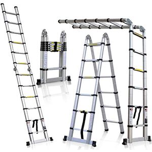 COOCHEER 5M 2-in-1 Folding Telescopic Ladder, EN131 Certified, Maximum Load 150 kg (2.5 m + 2.5 m) Silver COOCHEER 5M 2-in-1 Folding Telescopic Ladder, EN131 Certified, Maximum Load 150 kg (2.5 m + 2.5 m) Silver