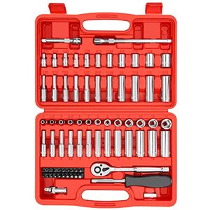 YIYITOOLS 74-Piece 1/4" Drive Master Socket Set with Ratchets, Universal Joint, Extensions, and 1/4" Dr. Bits Set, 6-Point, 5/32" 9/16", 4 mm 14 mm YIYITOOLS 74-Piece 1/4" Drive Master Socket Set with Ratchets, Universal Joint, Extensions, and 1/4" Dr. Bits Set, 6-Point, 5/32" 9/16", 4 mm 14 mm
