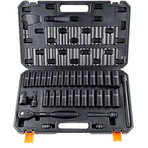 VEVOR 1/2" Drive Impact Socket Set, 33 Piece Socket Set SAE 3/8"-1" and Metric 10-24mm, 6 Point Cr-V Alloy Steel for Auto Repair, Easy-to-Read Size Markings, Rugged Construction, Includes Storage Case VEVOR 1/2" Drive Impact Socket Set, 33 Piece Socket Set SAE 3/8"-1" and Metric 10-24mm, 6 Point Cr-V Alloy Steel for Auto Repair, Easy-to-Read Size Markings, Rugged Construction, Includes Storage Case