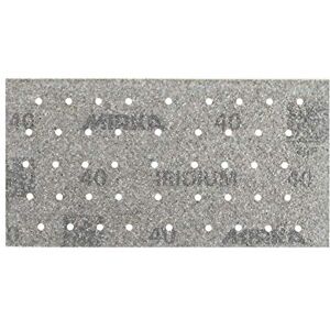 Mirka Iridium Premium Sandpaper 93x180mm Hook & loop 45-Hole, Grit 60, 50 pcs/For sanding paint, putty, primer, wood, steel, mineral materials, plastic. Mirka Iridium Premium Sandpaper 93x180mm Hook & loop 45-Hole, Grit 60, 50 pcs/For sanding paint, putty, primer, wood, steel, mineral materials, plastic.