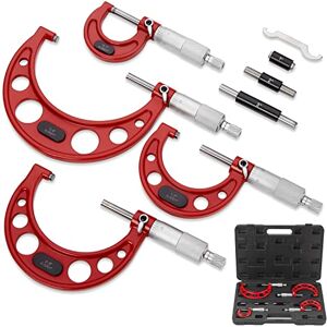 SANDOR Premium Outside Micrometer Set 0-4" / 0.0001" (0-1"/1-2"/2-3"/3-4") Precision Machinist Tools w/Carbide Tips, Standards, Ratchet Stop SANDOR Premium Outside Micrometer Set 0-4" / 0.0001" (0-1"/1-2"/2-3"/3-4") Precision Machinist Tools w/Carbide Tips, Standards, Ratchet Stop